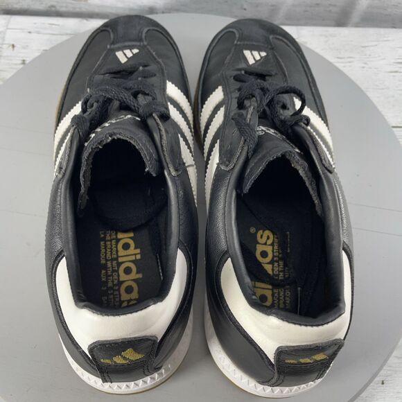 adidas Samba Black Leather Shoes with White Stripes - Picture 6 of 13